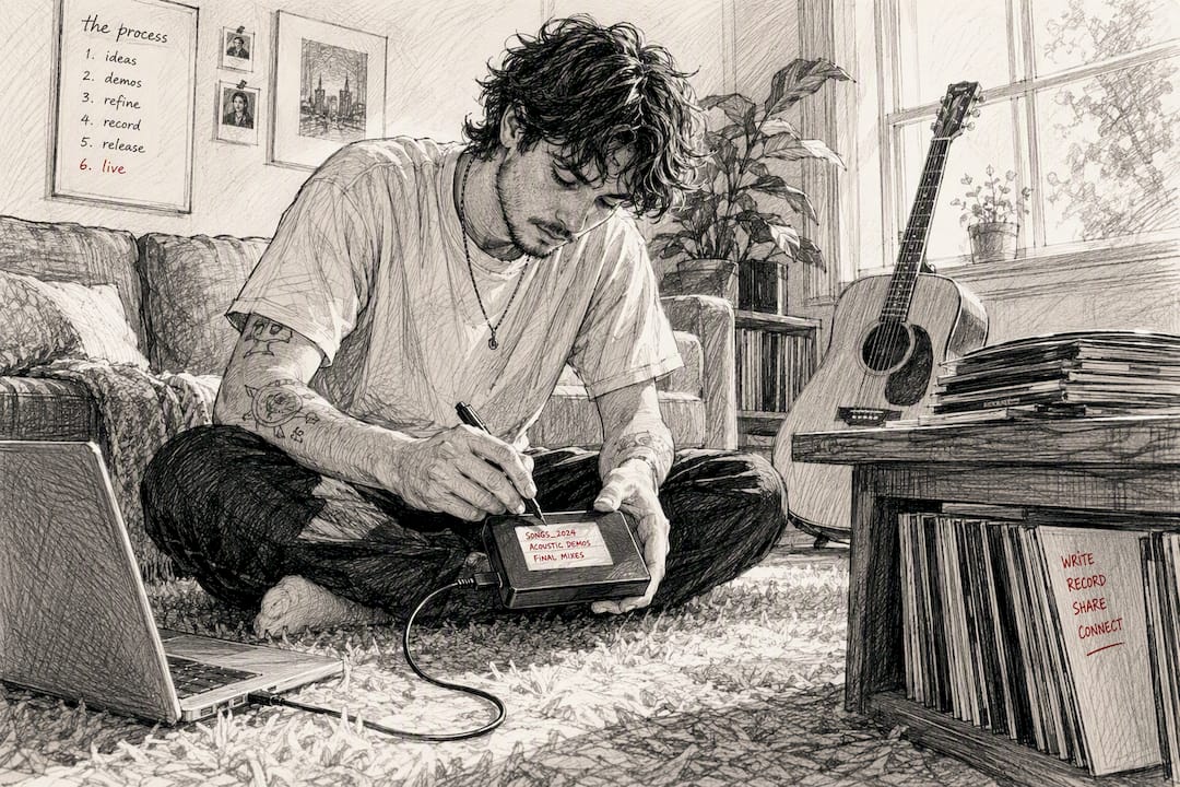 Artist tagging digital audio files in studio