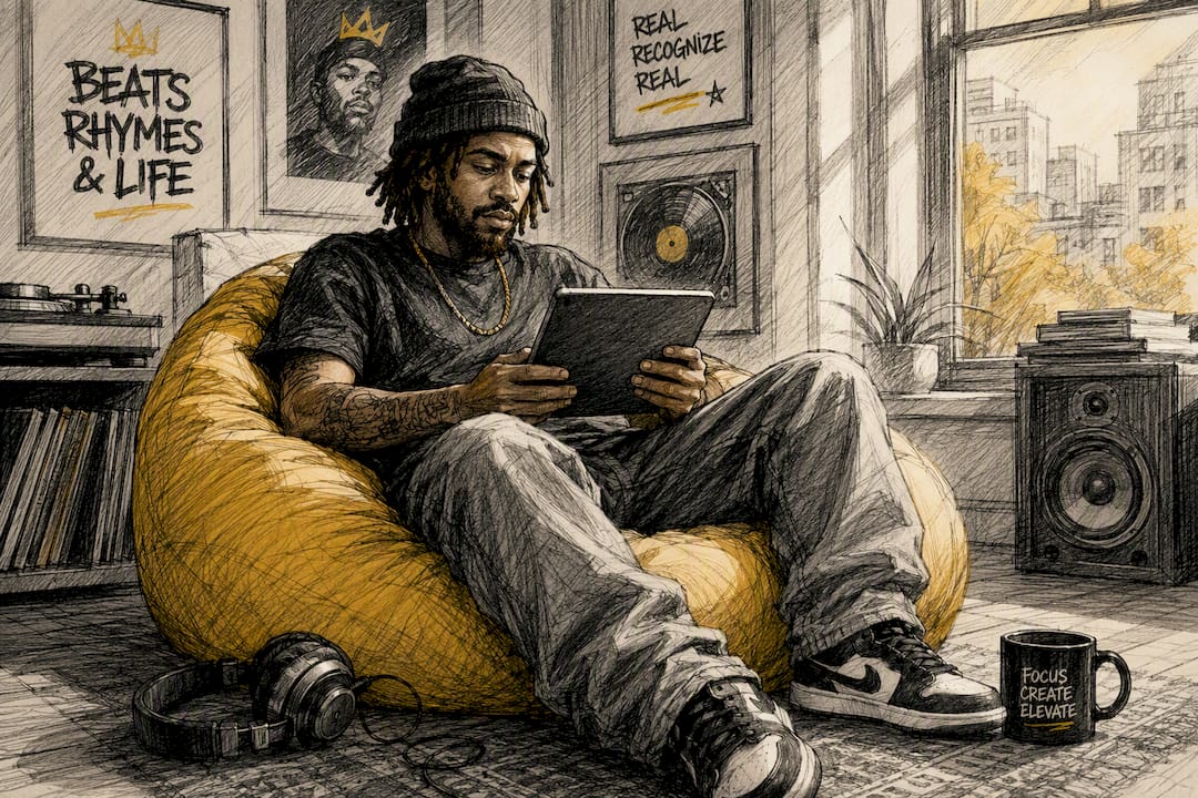 Hands holding tablet reviewing music license
