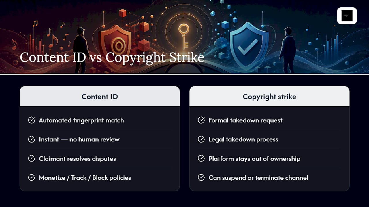 Content ID claims versus copyright strikes