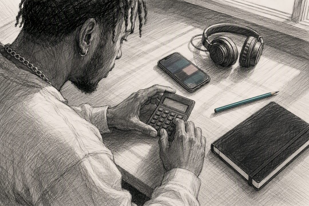 Artist calculating streaming royalty earnings