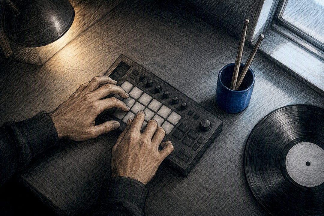 Producer playing a swung hi-hat pattern