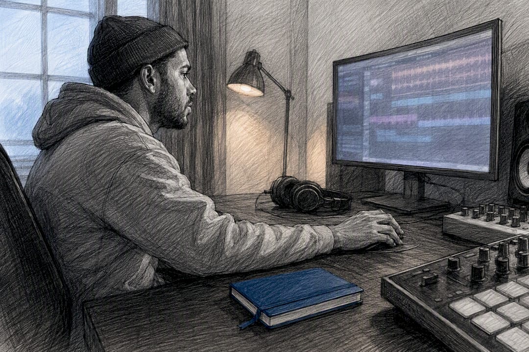 Producer exporting beat from browser DAW