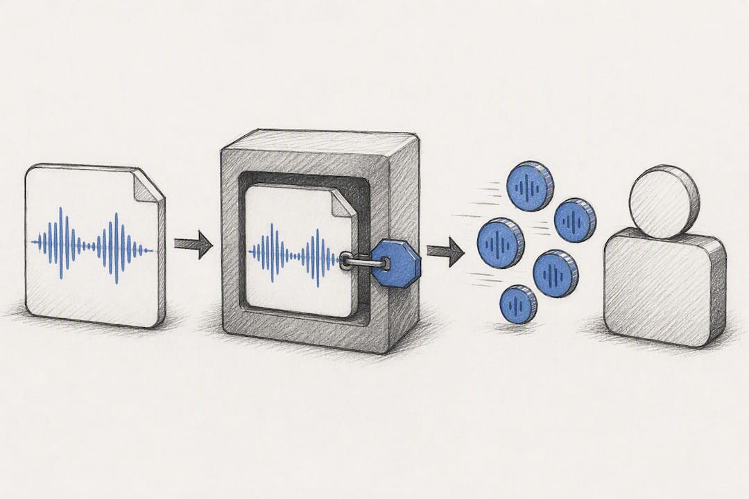 Illustration of music royalty tracking flow